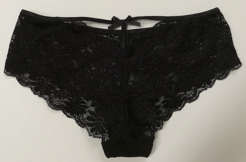 Black Stretch Lace Strap Detail Hipster Panties 'onyx' Etsy