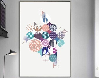 Abstract Circle Print, Printable Art, Minimalist, Modern Wall Art, Home Office Decor, Digital Printable Art, Watercolor, Instant Download