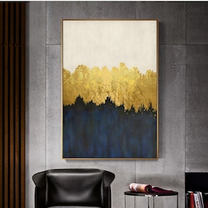 Abstract Gold mixed modern canvas art, classic design printable, instant download, INSIDE THE FOREST, gold foil, 3D effects, hand-painted