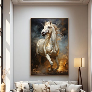 Wild Horse Wall Art Printable, A Stunning Floral Masterpiece, Digital Artwork, Luxury interior design for hotel, office, home decor