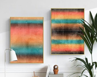 2 Sets Of Abstract Colorful Texture Printable Prints Living
