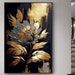 Timeless Elegance: Golden Flower Décor on a Black Canvas for Stylish