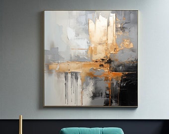 Digital Wall Art, Luxury acrylic art painting, light orange and light gold, oil painting, large canvas painting, faith-inspired art