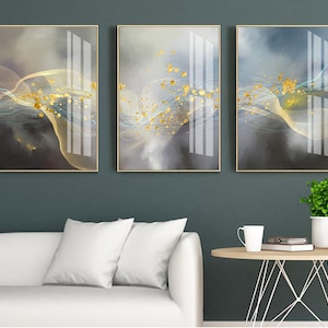 3 sets light luxury golden line texture abstract artwork, instant download printable, Nordic triptych decorative painting, modern art