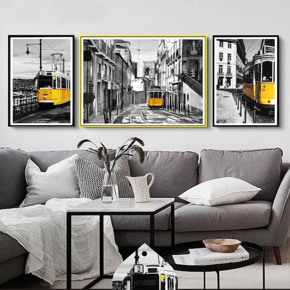 Modern City Series, Portuguese Print, Tram Printable Art, Wall Art, Instant Download, Black and White Art, HD decor, living room decor