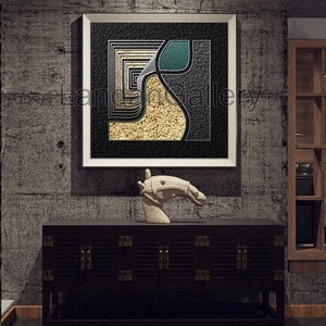 Wall Art Printable, Golden Geometry on Black Background, Gold Foil and ...