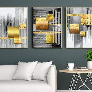 3 conjuntos de luz moderna decoração de papel luxo simples linha ouro preto abstrato sala estar sofá fundo parede varanda quarto pendurado pintura