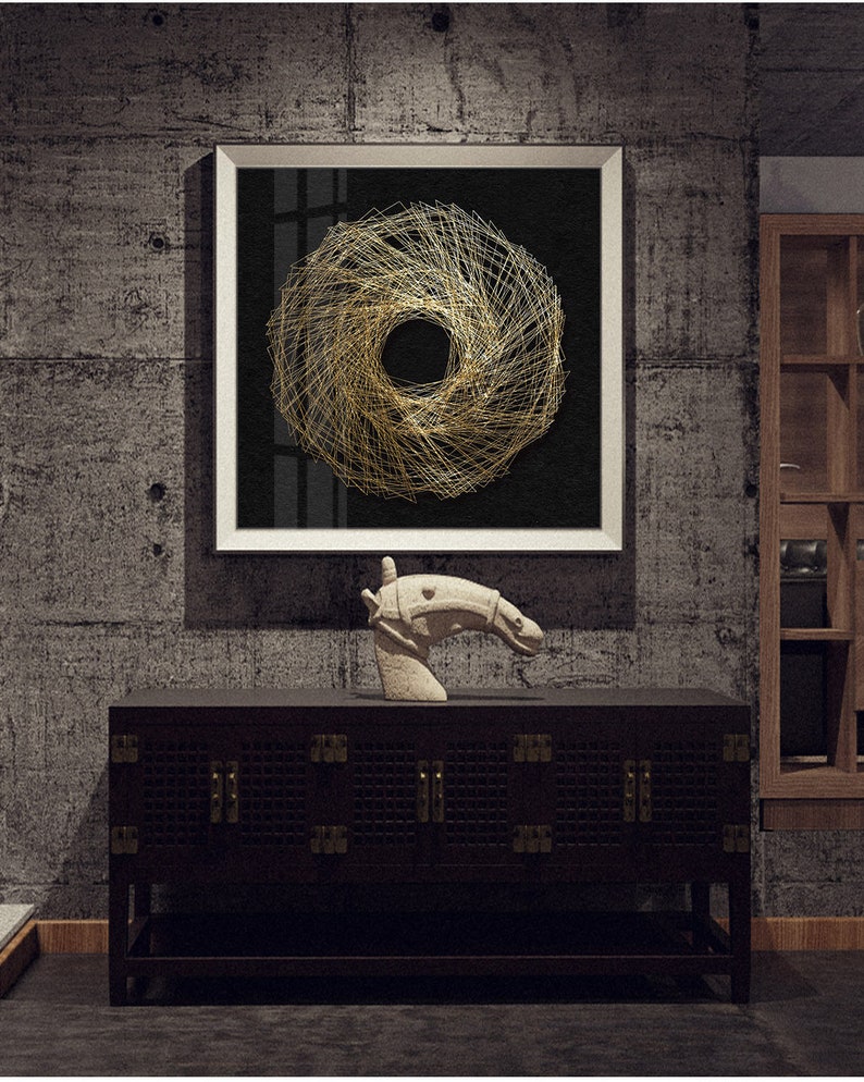 Printable Wall Art Original Gold Foil Geometric Line Circle Etsy