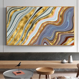 Fluid Art series high resolution luxury abstract fluid art painting in alcohol ink technique, marble stone cut glowing golden veins tender