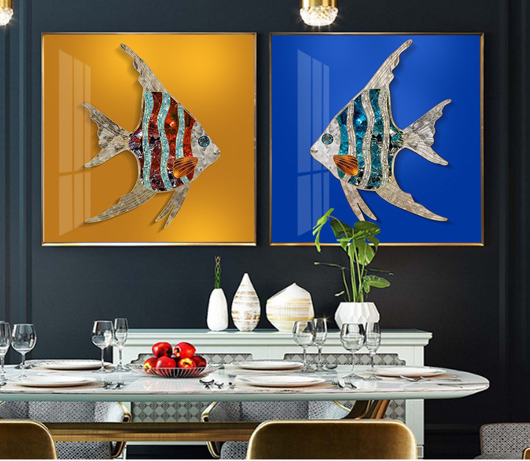 Fish Wall Art, Luxury Golden Fish, Nordic Abstract Tropical Fish
