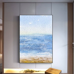 Nordic style hand painted Blue Sea oil painting printable set, large wall art, office art, hotel lobby art, Waiting Room Art Rosemary Pierce