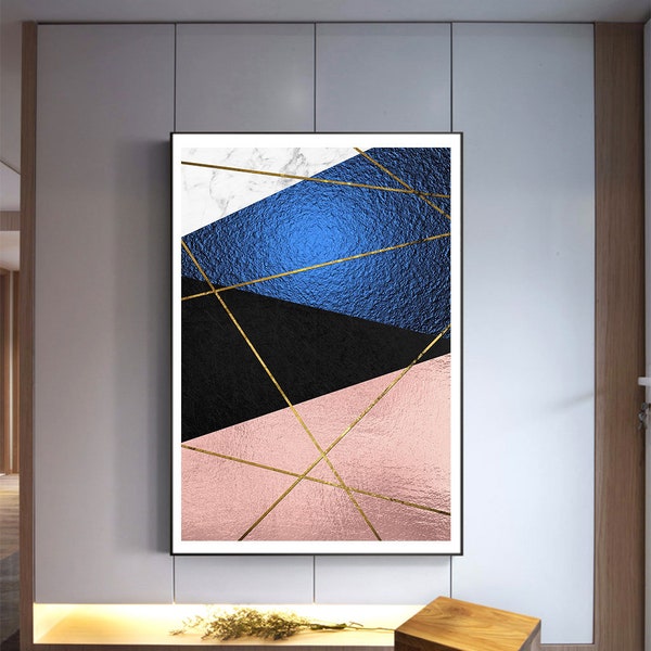 Dessins géométriques abstraits en paillettes d'or, bleu, noir, rose pastel crème, carte de vœux originale moderne, invitation, création d'affiche, texture