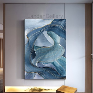 Fotos abstratas de decoração de casa para impressão, anel anual de folha de ouro azul, arte moderna, pôster de luxo, imagem de parede para sala de estar