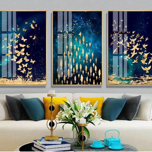 Gold Bird Wall Art Etsy