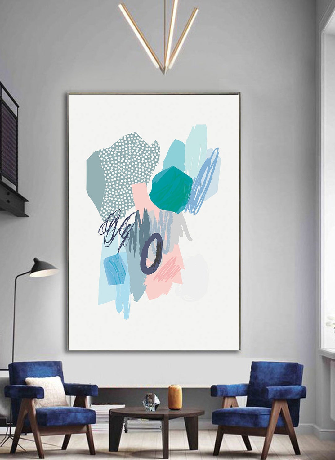 Printable Instant Download, Abstract Color Block, Living Room ...