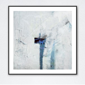 Quadratischer Kunstdruck, Poster, Drucke, Große Wandkunst, Abstrakter Kunstdruck, Leinwand Wandkunst, Giclee DRUCK Blau Minimalistische Malerei Leinwand