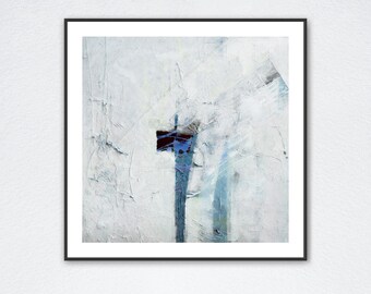Kvadratiskt konsttryck, Poster, Tryck, Stor väggkonst, Abstrakt konsttryck, Canvastavla, Giclée-TRYCK Blå minimalistisk målning Canvastavla
