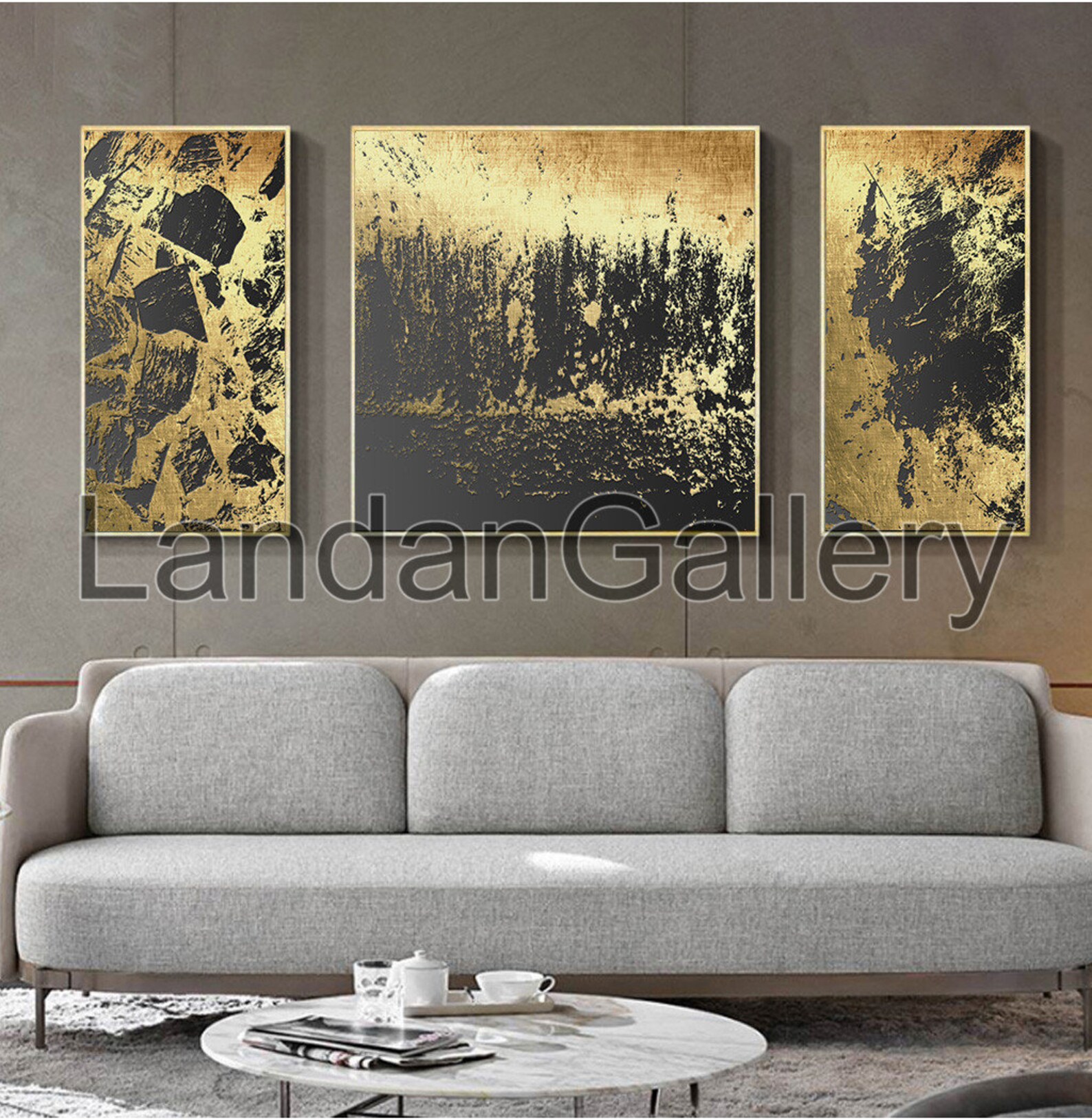 3 Pieces Gold Foil Wall Art Printable Retro Classical Famous Etsy