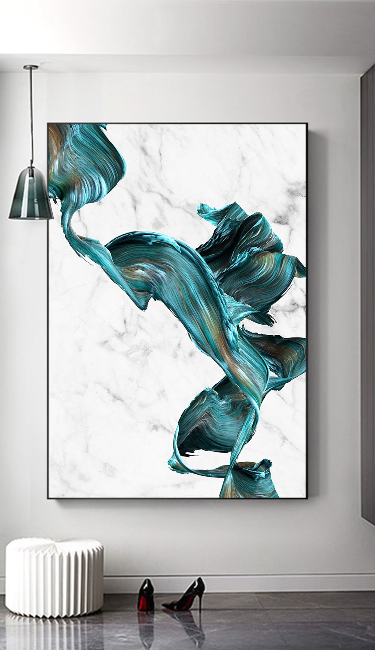 Abstract Marble Green Gold Oil Painting Printable Instant Etsy