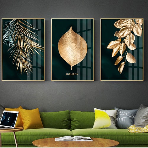 Luxury Black & Gold Leaves Painting Wall Art Printable Modern | Etsy India