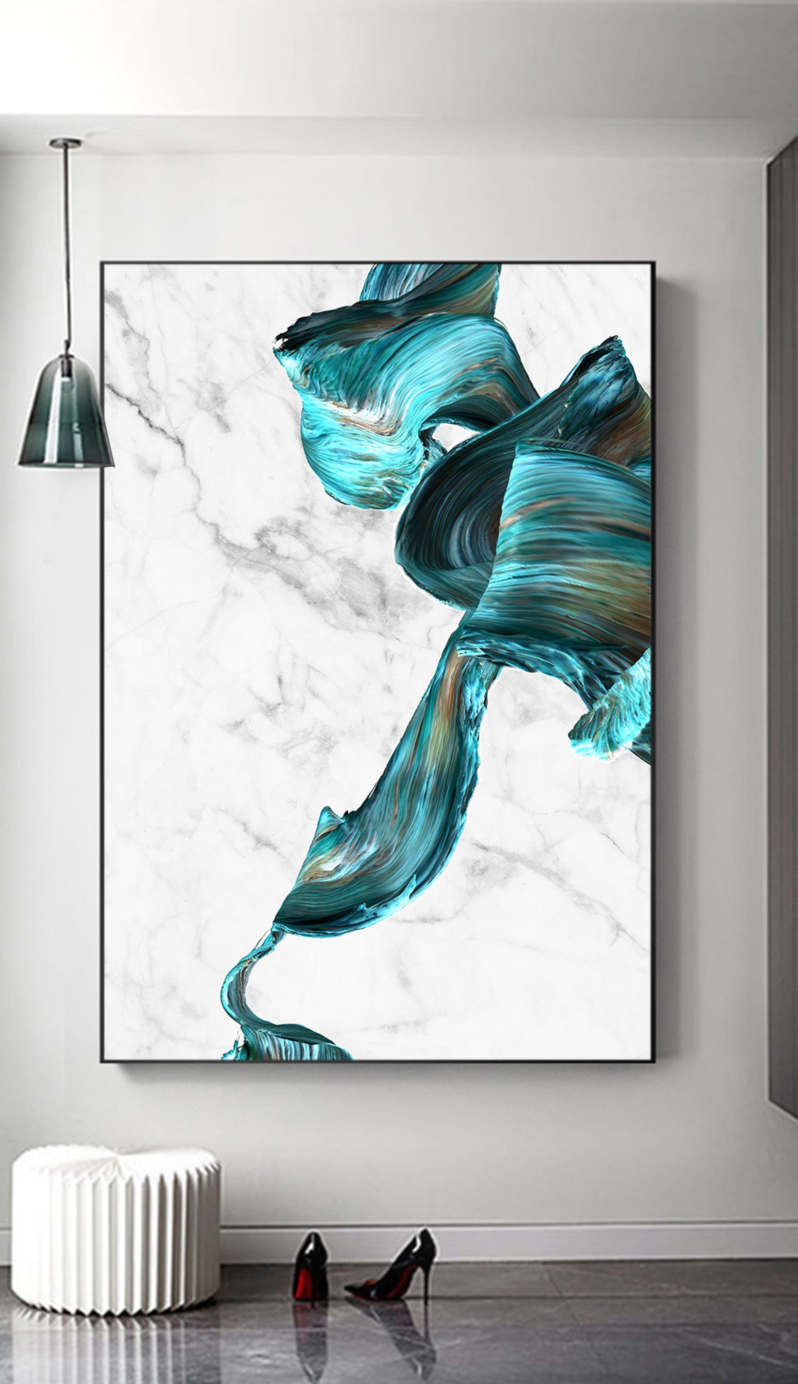 Abstract Marble Print Mesh Top
