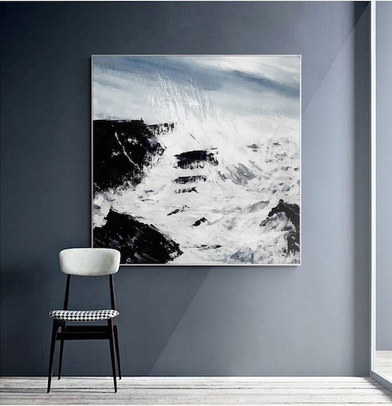 Arthur Neem een ​​bad Het begin Afdrukbaar download abstract zwart-wit ocean schilderen | Etsy