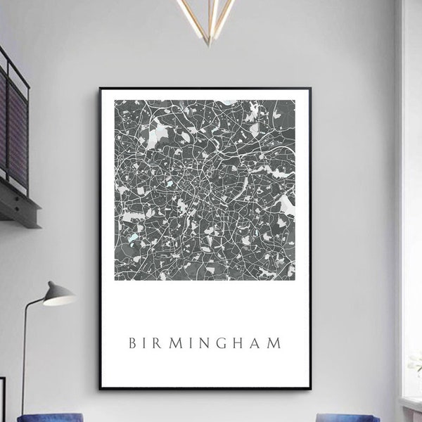 Custom order acceptable, Birmingham City map,  Birmingham map poster print, Modern map decor for office, home and nursery, BIRMINGHAM art