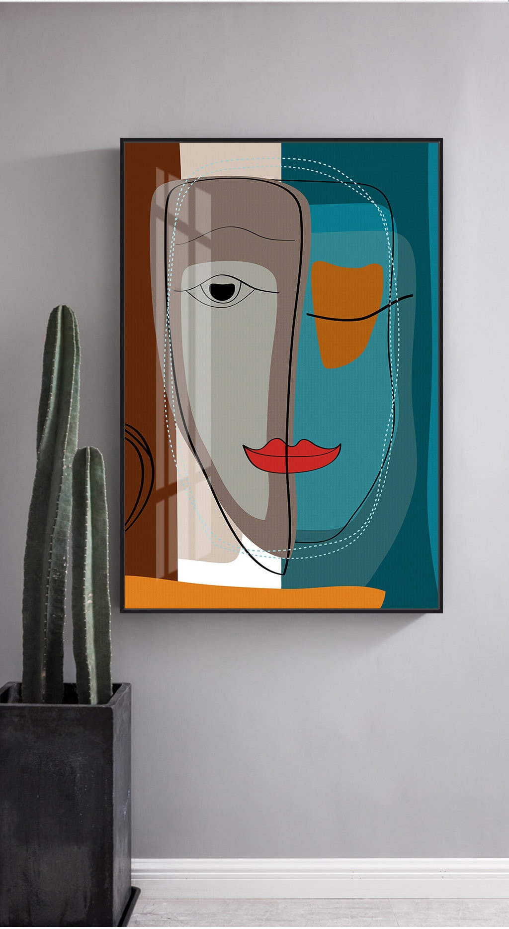 抽象画、パブロ・ピカソ風の女性アート、キュービズム油絵