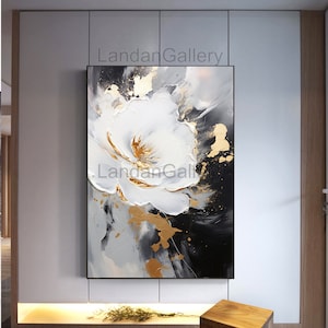 Contemporary Abstract Art: White Gold Grey Palette, Dark Black and Beige Style, Light Gold Accents, Metallic Digital Printable Print