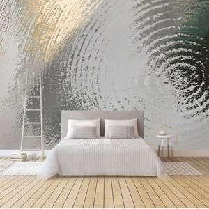 Wallpaper Living Room Bedroom, modern minimalist natural abstract gold foil annual ring bulls-eye TV wall background printable download