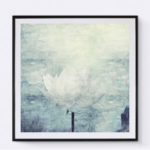 White lotus art, Flower Wall Art, Botanical Wall Art, Botanical Print, Modern Flower Art, Lotus Flower, Scandinavian Print, Nordic Print
