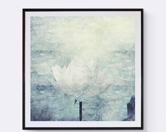 White lotus art, Flower Wall Art, Botanical Wall Art, Botanical Print, Modern Flower Art, Lotus Flower, Scandinavian Print, Nordic Print