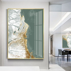 Printable Modern Abstract Green Gold Landscape Canvas Art, Wall Art for ...