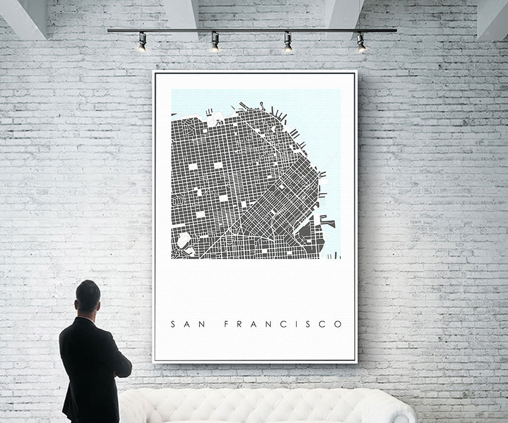 Custom City Map, San Francisco Map Printable Poster Print Wall Art ...