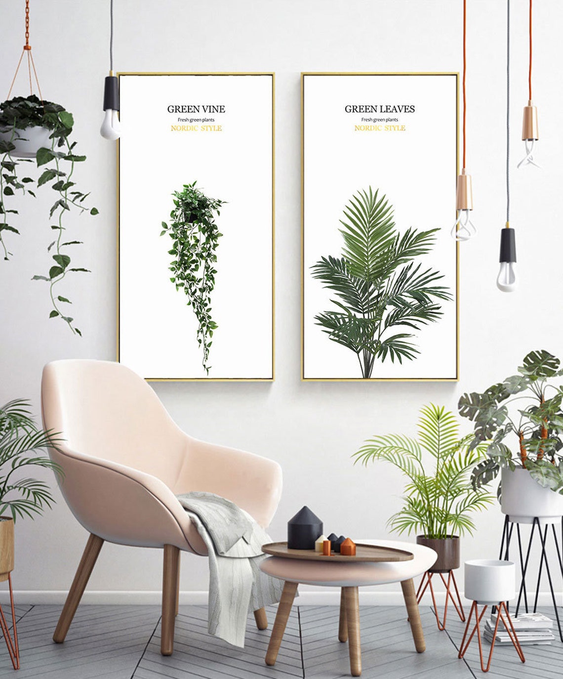 Set of 2 Green Vine Printable Botanical Wall Art Print Vine - Etsy
