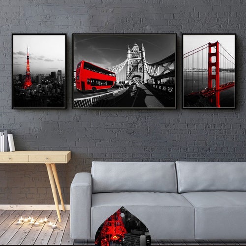 Modern City Series 3 Set of Golden Gate Bridge Prints Wall - Etsy