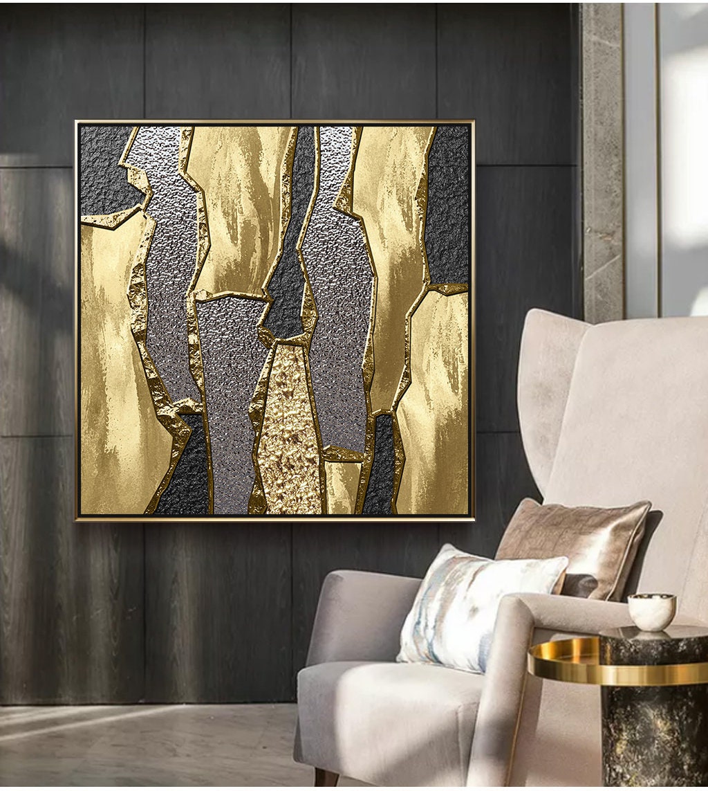 Wall Art Printable, Luxury Living Room Wall Decor, Abstract Modern Gold ...