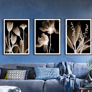 3 pieces flowers, Home Decor Wall Pictures for Living Room Wall Painting, Wall Art Canvas Painting Abstract White Flowers Painting On Canvas