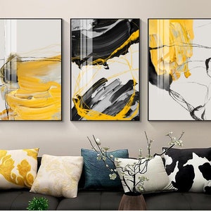 3er Set Abstrakt Original moderne Kunst Licht Luxus abstraktes Ölgemälde Farbblock Nordisches Wohnzimmer Triptychon dekorative Malerei