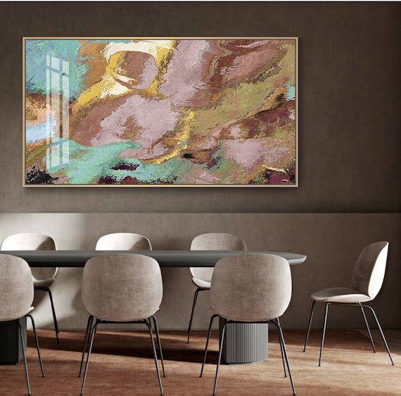Großes Leinwandbild 'Berglandschaften' – 152,4 X 76,2 Cm, Abstraktes Aquarell, Fertig Zum Aufhängen