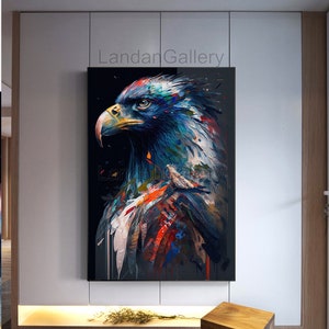 Eagle wall art printable, Watercolor splash, animal wall hanging, eagle wallpaper, eagle wall decal