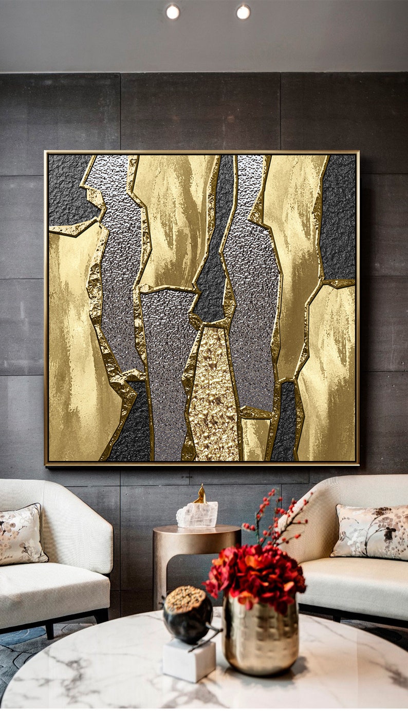 Wall Art Printable, Luxury Living Room Wall Decor, Abstract Modern Gold ...