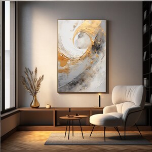 Wall Art Printable, home decor, Digital artwork, gold, copper and white painting of abstract swirl, white and amber, textured backgrounds