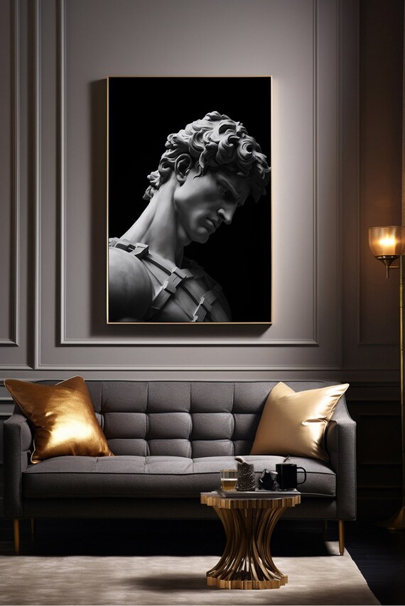 A Black and White Photo of David, Digital Printable, in the Style