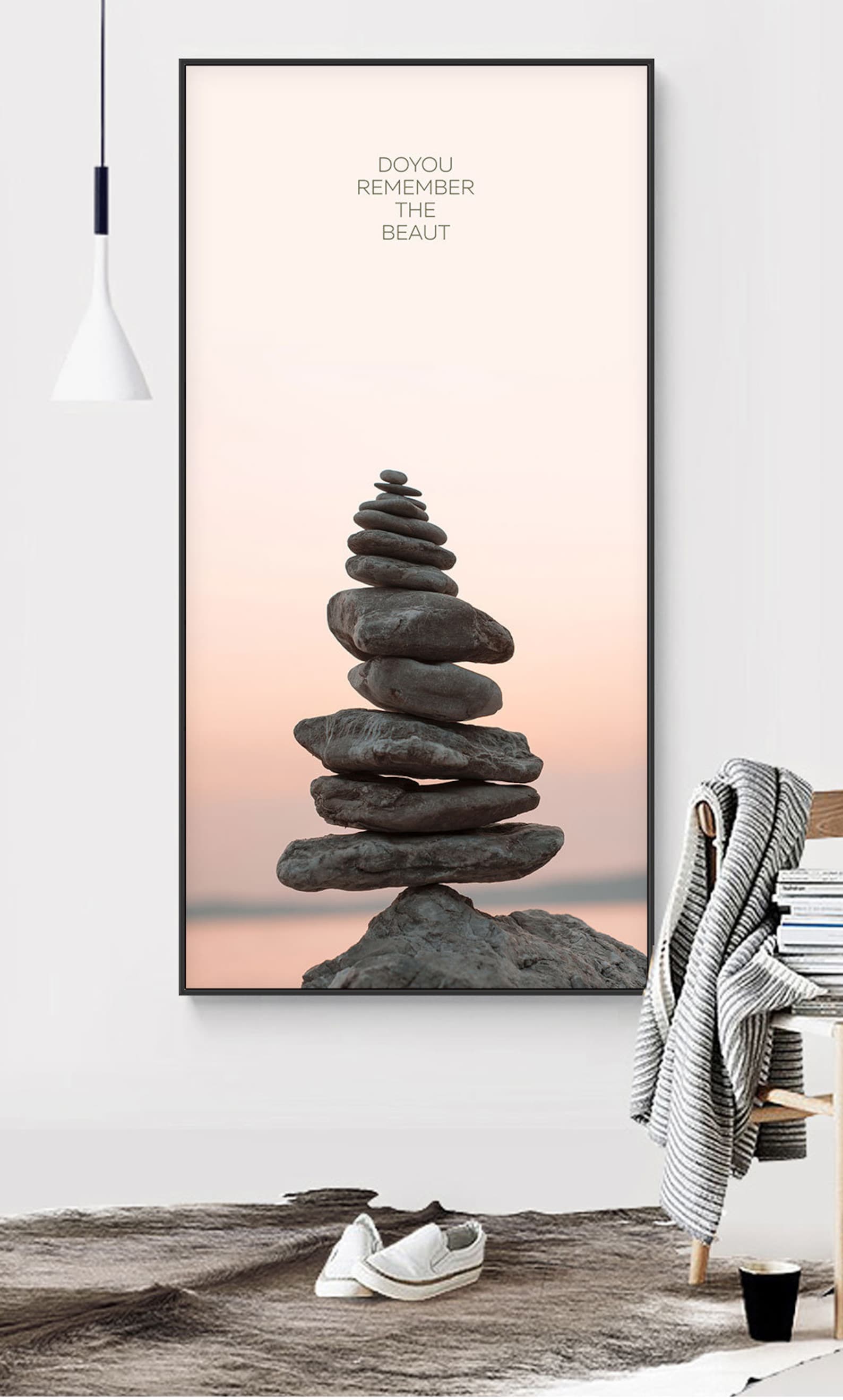 Zen Stacked Stone Art Rocks Printable Nordic minimalist | Etsy