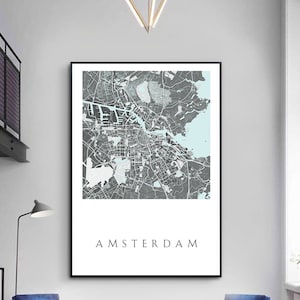 Spezialanfertigung akzeptierbar, Schwarz-Weiß-Karte, Amsterdam Map Print, Niederlande, Amsterdamer Druck, bestes Amsterdam Poster, Gallery Art