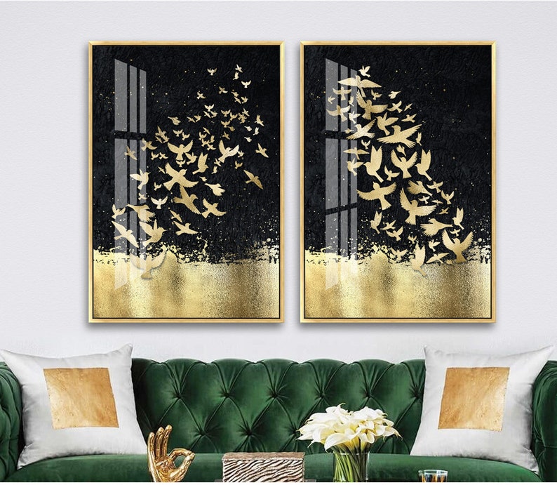 Set of 3 Luxury Wall Art Printable Black Gold Printable Etsy