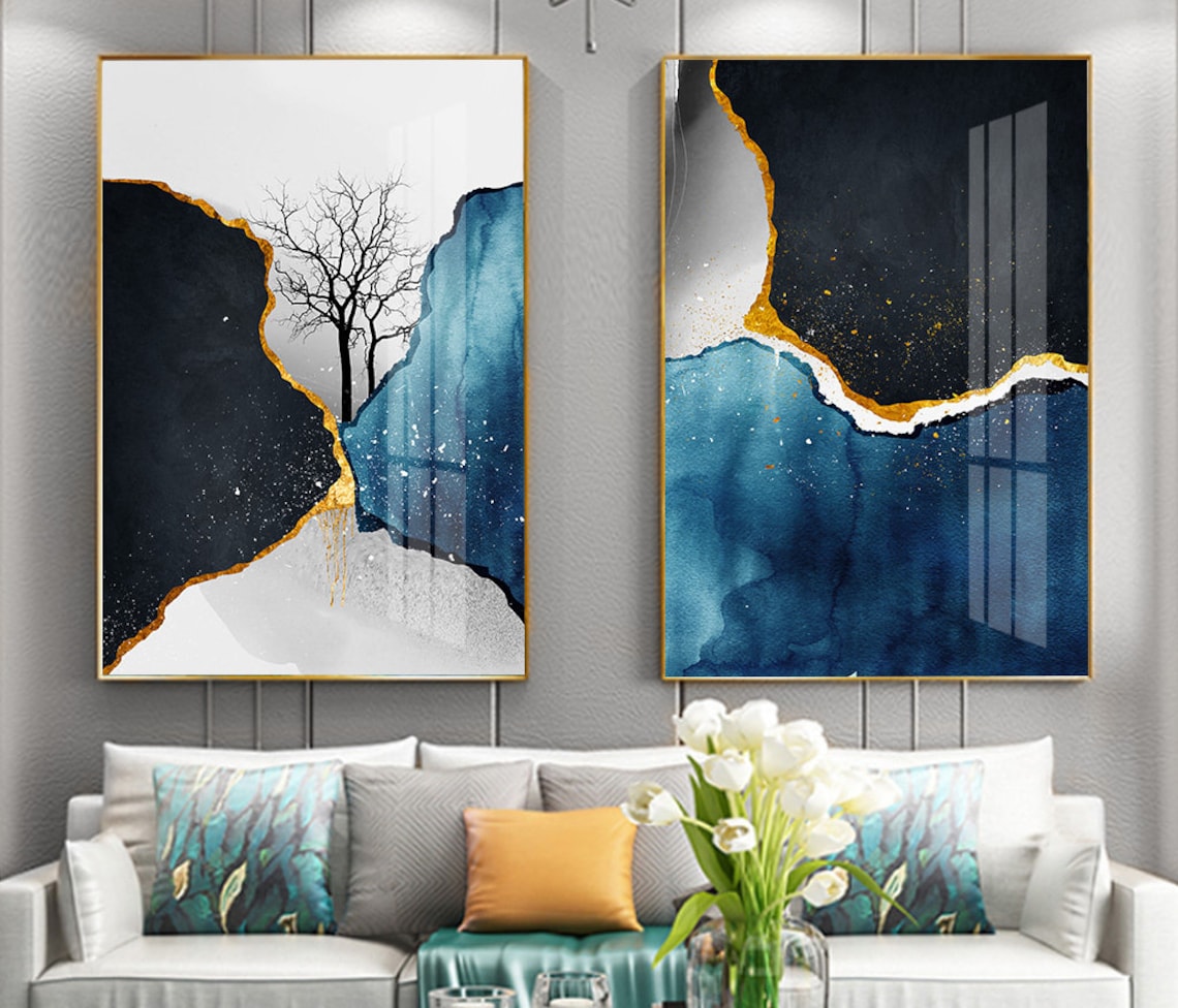 2 Piece Wall Art 2 Sets Printable Wall Painting Ideas Blue - Etsy