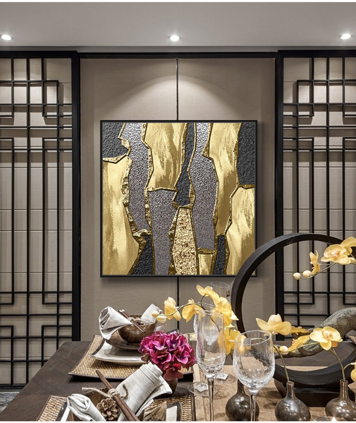 Wall Art Printable, Luxury Living Room Wall Decor, Abstract Modern Gold ...
