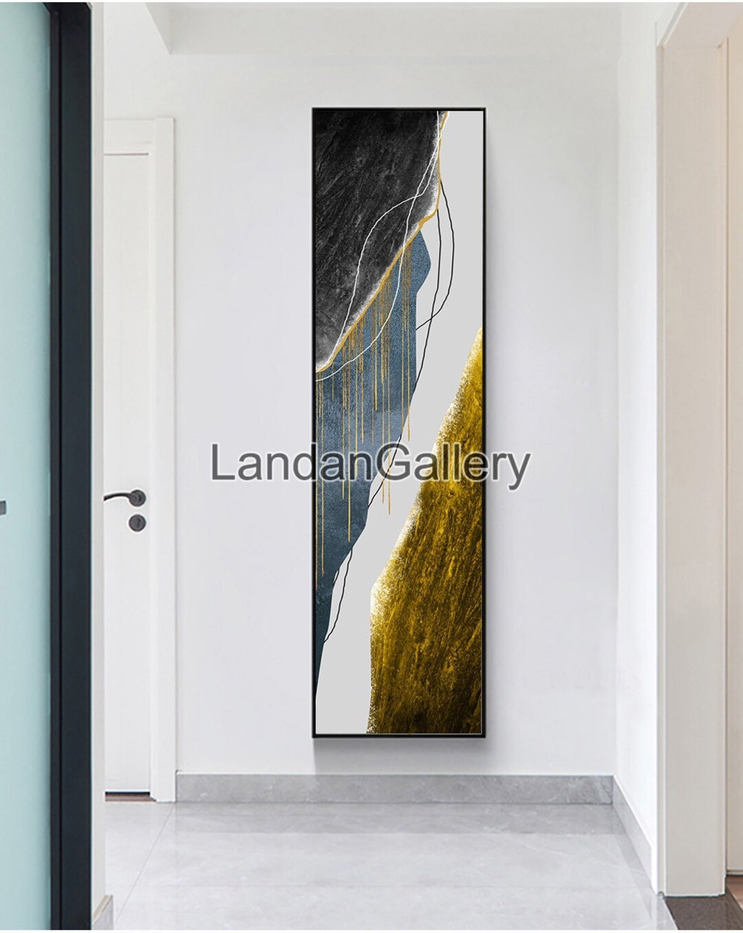 50x180cm, Long Vertical Wall Art Printable, Luxury Gold Foil Graphic